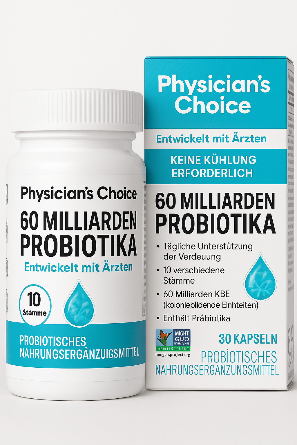 Probiotics 60 Billion CFU - 10 Strains + Organic Prebiotics - Immune, Digestive & Gut Health - Supports Occasional Constipation, Diarrhea, Gas & Bloating - for Women & Men - 30Ct