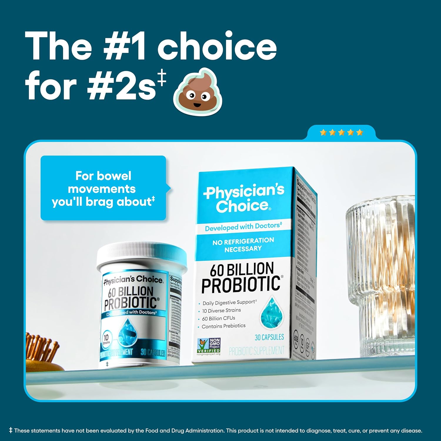 Probiotics 60 Billion CFU - 10 Strains + Organic Prebiotics - Immune, Digestive & Gut Health - Supports Occasional Constipation, Diarrhea, Gas & Bloating - for Women & Men - 30Ct